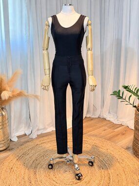 Black High Waist Zipper Front Sculpting Stretch Skinny Pants